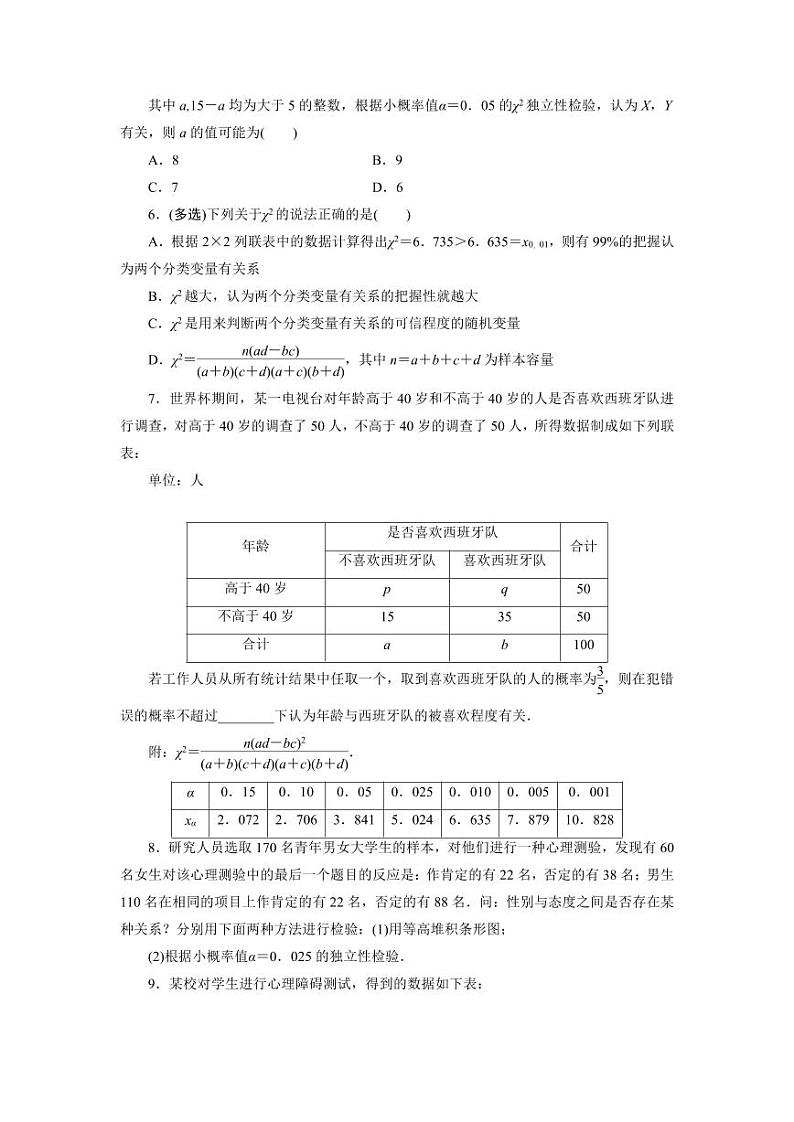 2025高考数学一轮复习-9.4-列联表与独立性检验-专项训练【含解析】第2页
