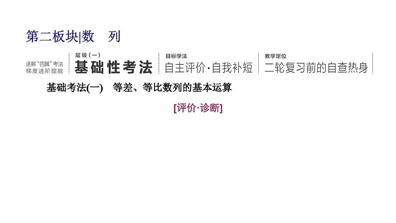 2025年高考数学一轮复习-第二板块-数列-层级(一)基础性考法【课件】第1页
