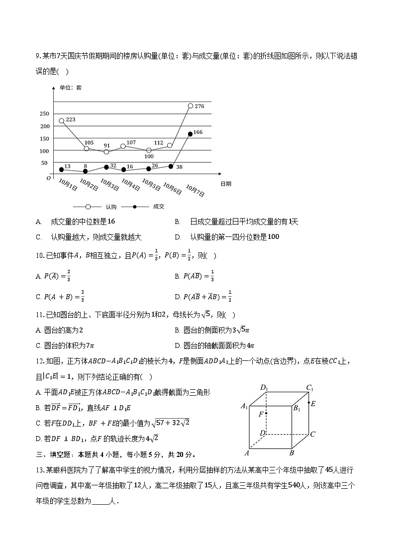 2023-2024学年宁夏回族自治区银川一中高一下学期期末考试数学试卷(含答案)03