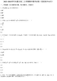 2023~2024学年内蒙古高二上学期期中数学试卷（优质高中11月）（含答案与解析）