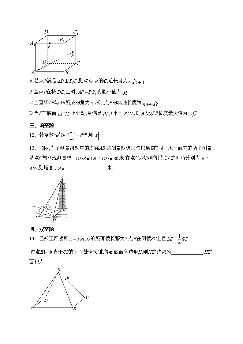 厦门外国语学校2023-2024学年高一下学期期中考试数学试卷(含答案)第3页