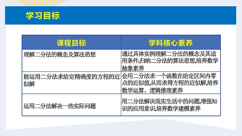 人教版高中数学必修第一册4.5函数的应用(二)课时13用二分法求方程的近似解【课件】03