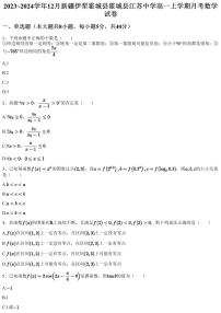 2023~2024学年12月新疆伊犁霍城县霍城县江苏中学高一上学期月考数学试卷（含答案与解析）