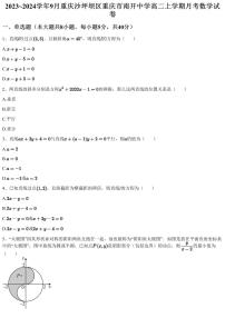 2023~2024学年9月重庆沙坪坝区重庆市南开中学高二上学期月考数学试卷（含答案与解析）