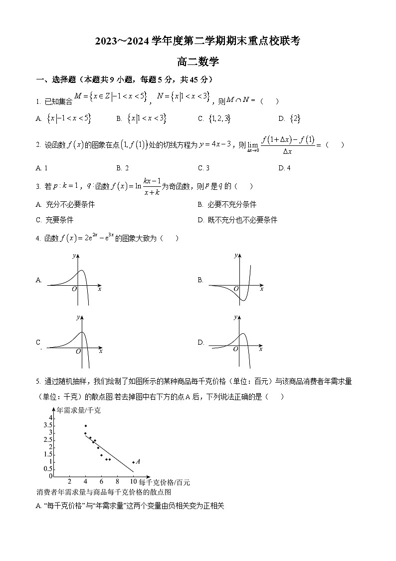 2024天津市五区县重点校联考高二下学期7月期末考试数学含解析第1页