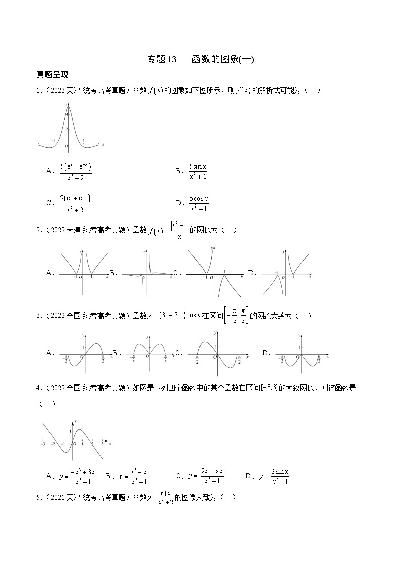 新高考数学一轮复习 函数专项重难点突破专题13 函数的图象(一)(2份打包,原卷版+解析版)01