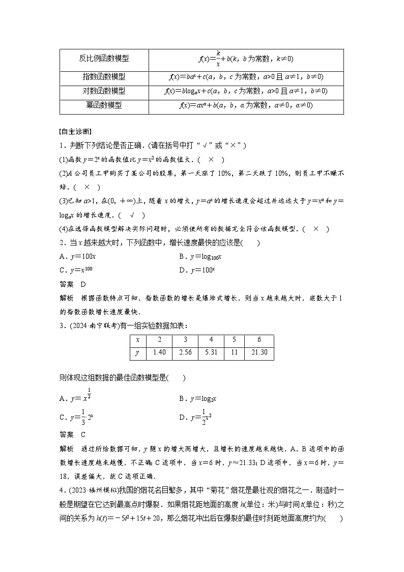 第二章 §2.13 函数模型的应用-2025年新高考数学一轮复习(课件+讲义+练习)02