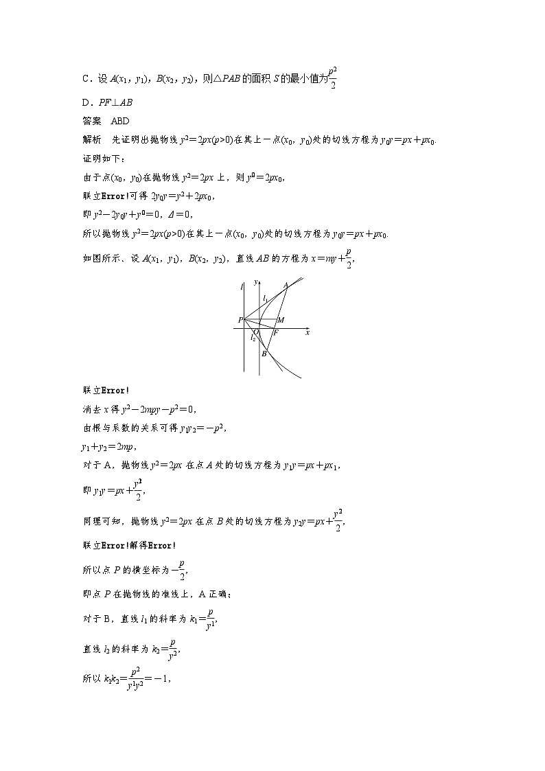 第八章 培优点11 阿基米德三角形-2025年新高考数学一轮复习(课件+讲义+练习)02