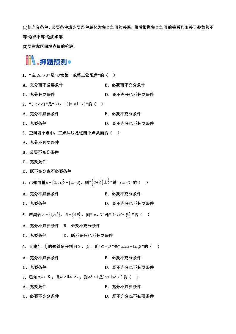 新高考数学三轮冲刺 北京卷押题练习 第6题 充分必要条件 (原卷版)第2页