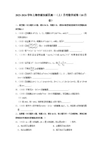 2023-2024学年上海市浦东新区高一（上）月考数学试卷（10月份）