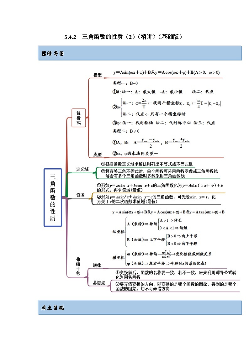新高考数学一轮复习精讲精练3.4.2 三角函数的性质(2)(基础版)(2份打包,原卷版+解析版)01