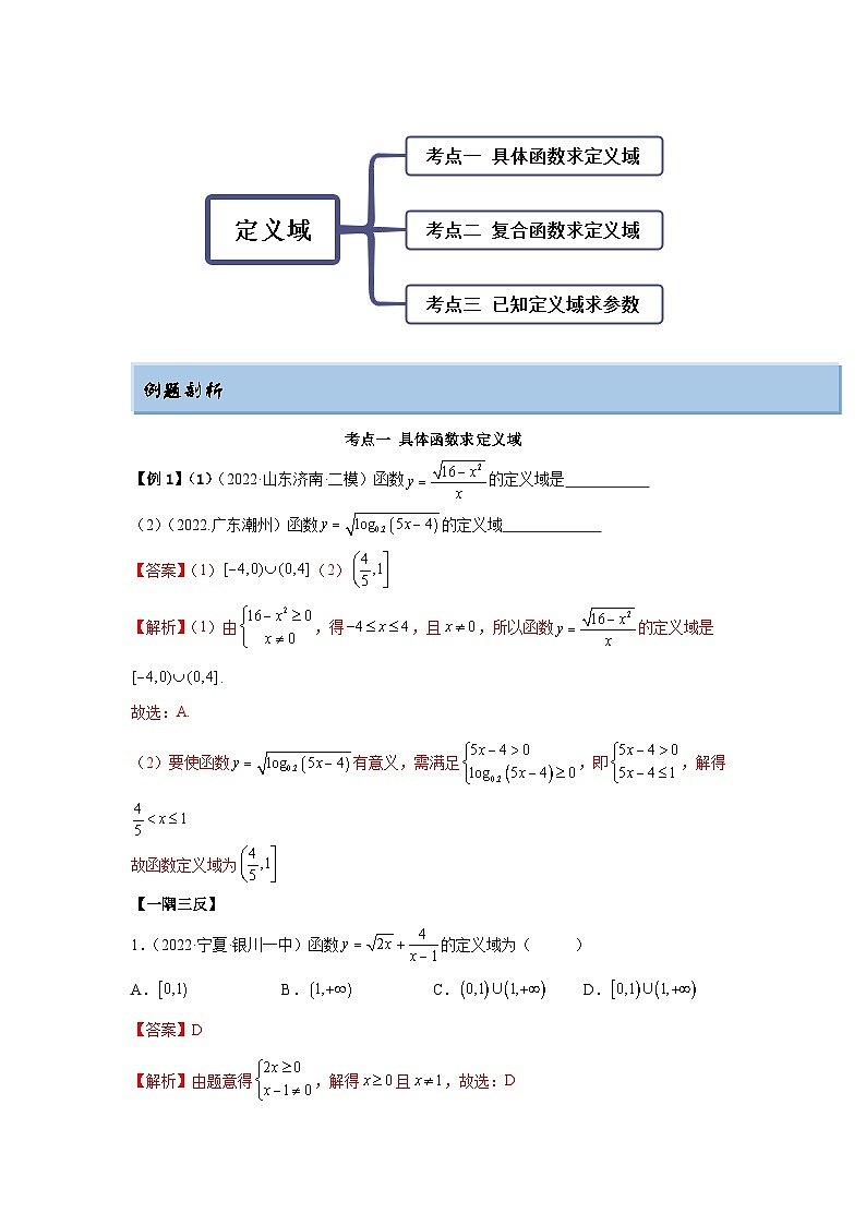 新高考数学一轮复习精讲精练8.1 定义域(基础版)(2份打包,原卷版+解析版)02