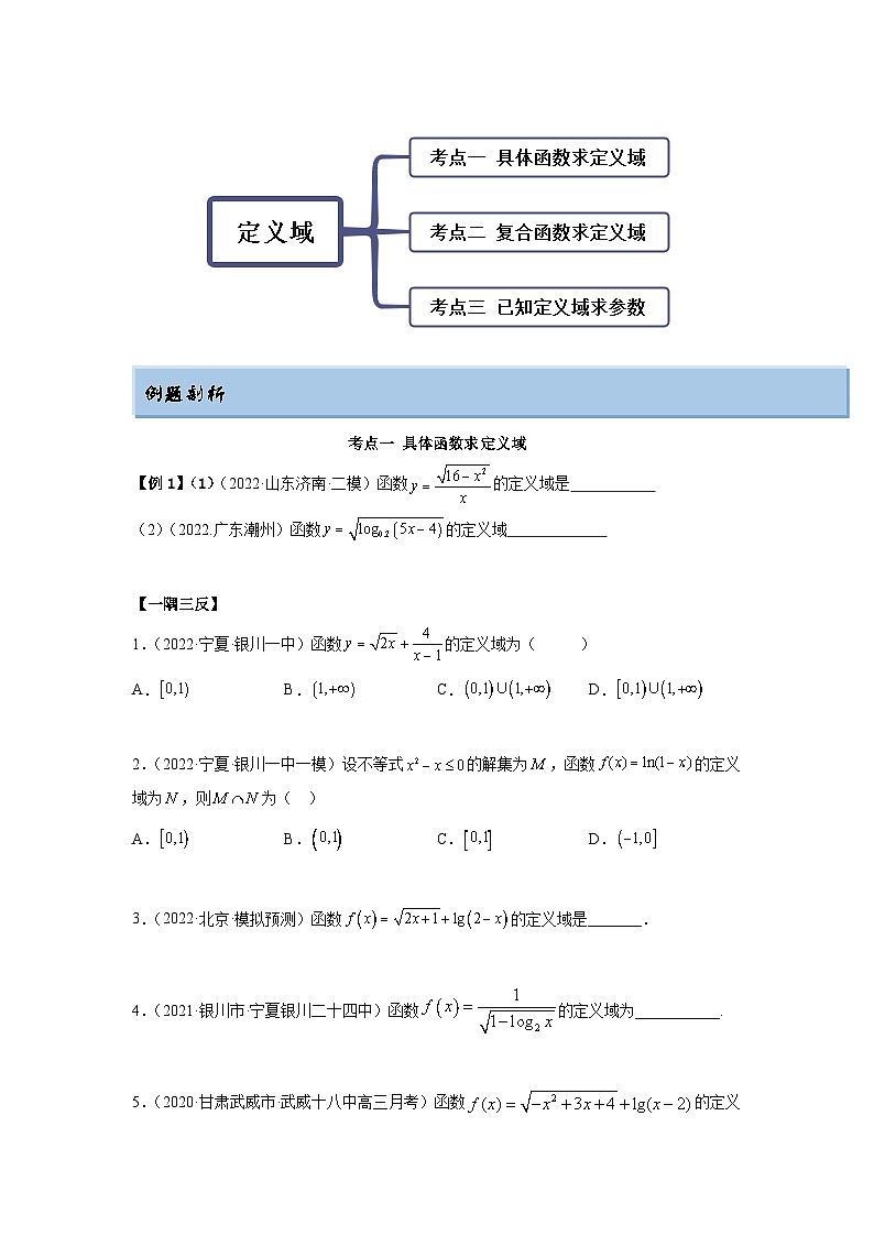 新高考数学一轮复习精讲精练8.1 定义域(基础版)(2份打包,原卷版+解析版)02