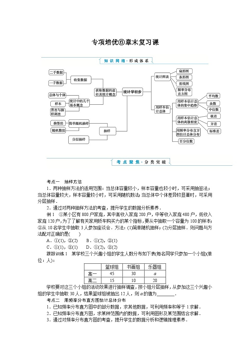 湘教版高中数学必修第一册-专项培优⑥第六章-统计学初步-章末复习课-学案讲义【含答案】第1页