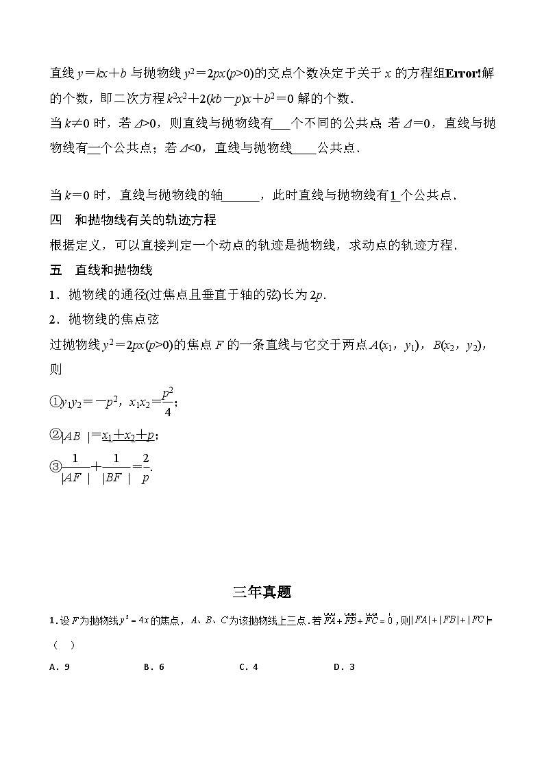 新高考数学二轮复习对点题型第11讲抛物线(学生版)第3页