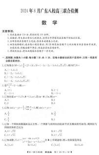 广东省八校2025届高三上学期8月联合检测数学试卷（PDF版附解析）