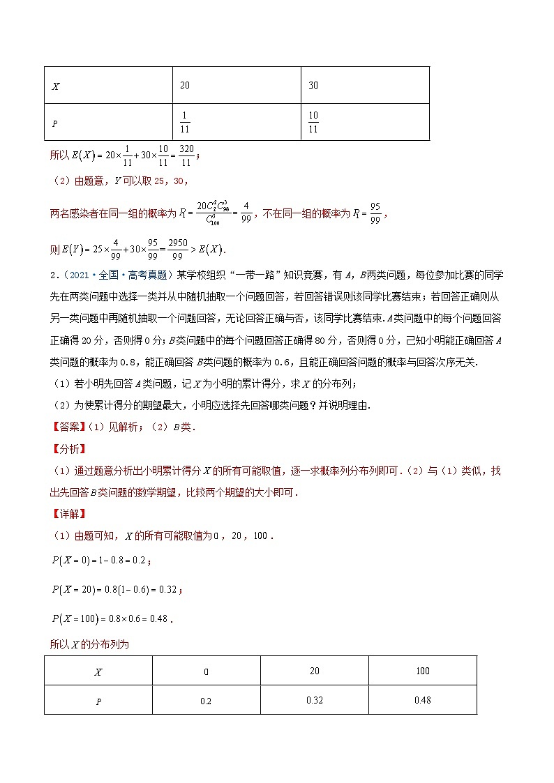 新高考數(shù)學(xué)一輪復(fù)習(xí)考點練習(xí)考向48 離散型隨機變量的分布列、均值與方差（含詳解）第2頁