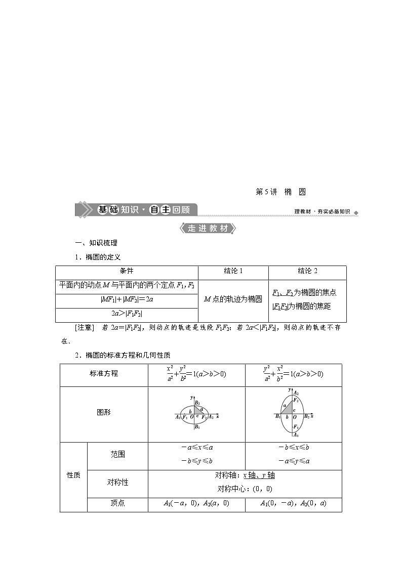 新高考数学一轮复习学案第9章第5讲 第1课时 椭圆及其性质(含解析)01