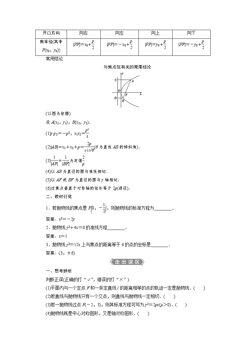 新高考数学一轮复习学案第9章第7讲 抛物线(含解析)02