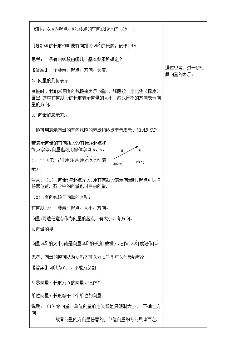 人教A版高中数学必修第二册6.1 平面向量的概念 【教学设计】第3页