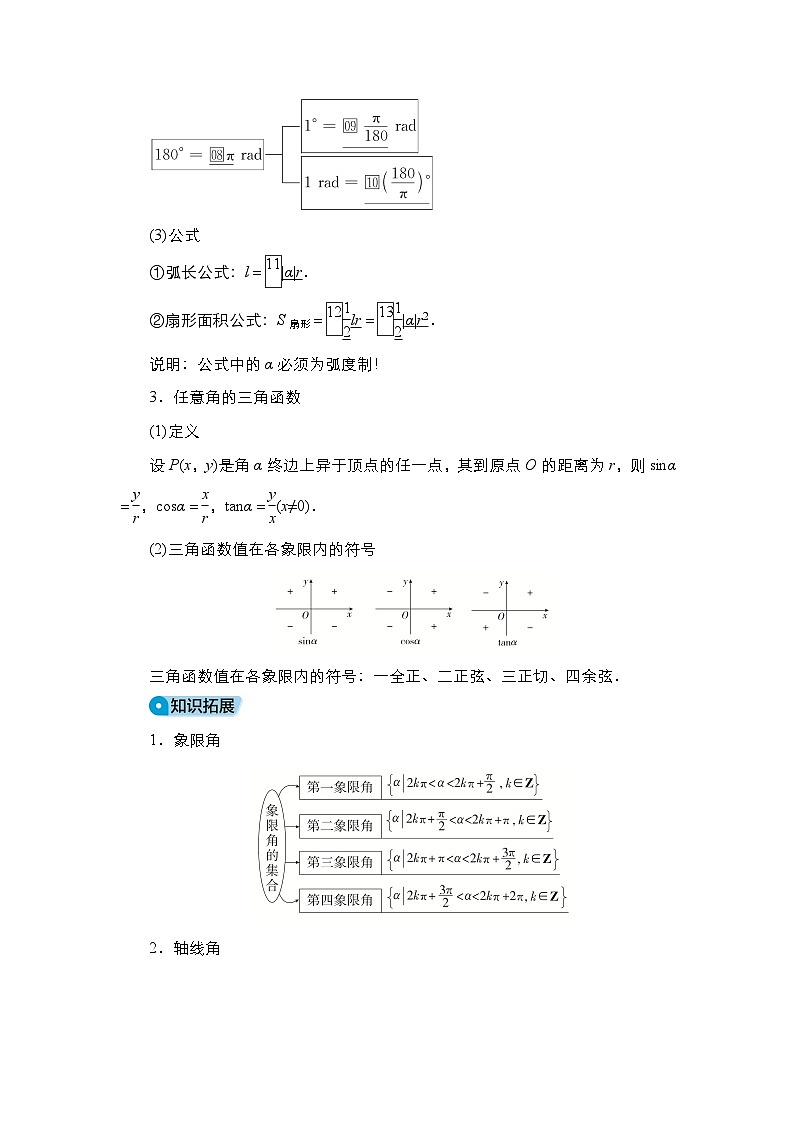 高考数学科学创新复习方案提升版第22讲任意角和弧度制及任意角的三角函数学案(Word版附解析)第2页