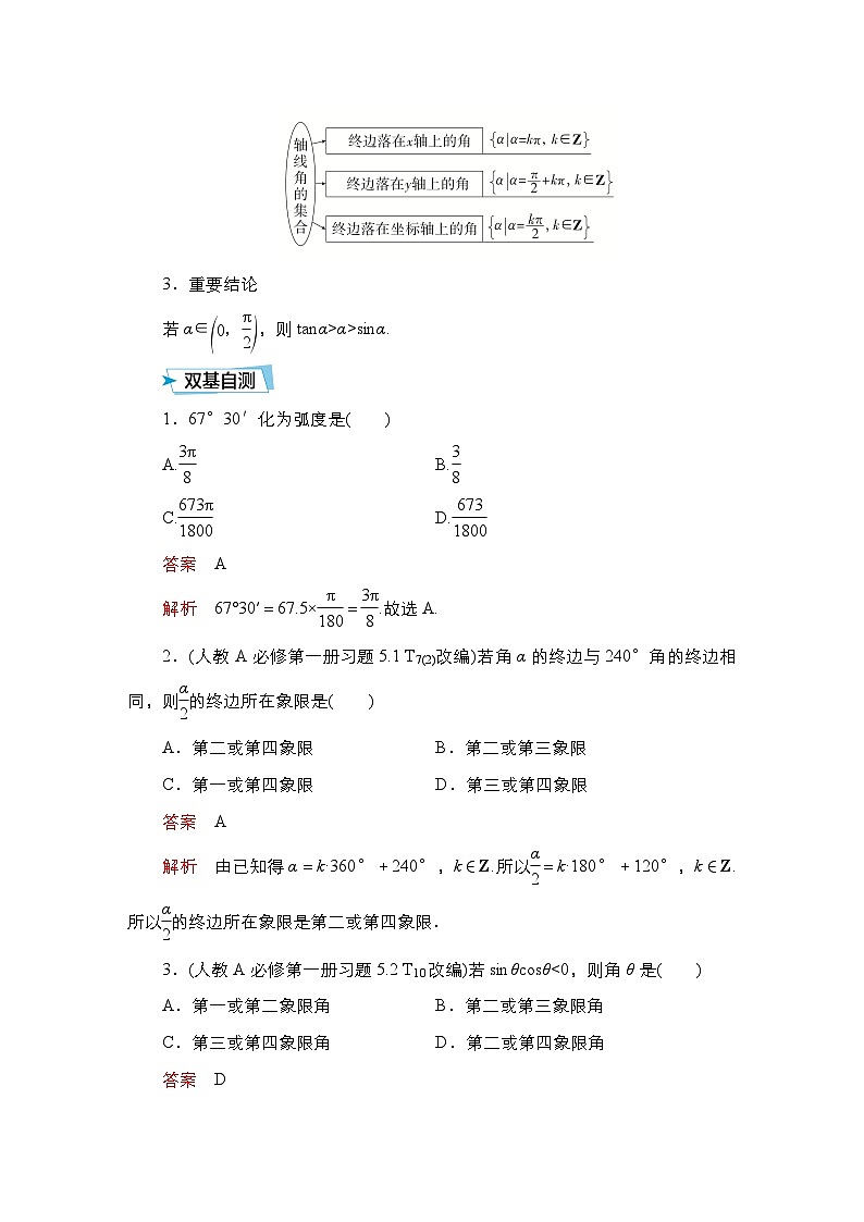 高考数学科学创新复习方案提升版第22讲任意角和弧度制及任意角的三角函数学案(Word版附解析)第3页
