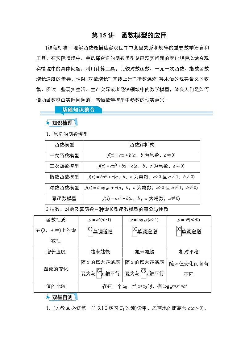 高考数学科学创新复习方案提升版第15讲函数模型的应用学案(Word版附解析)第1页