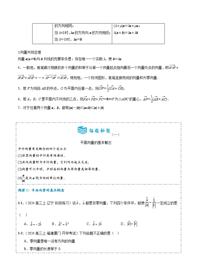 专题22 平面向量的概念及线性运算5题型分类-备战2025年高考数学一轮专题复习全套考点突破和专题检测(原卷版)02