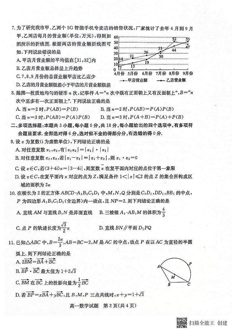 山东省滨州市2023-2024学年高一下学期期末考试+数学试卷02