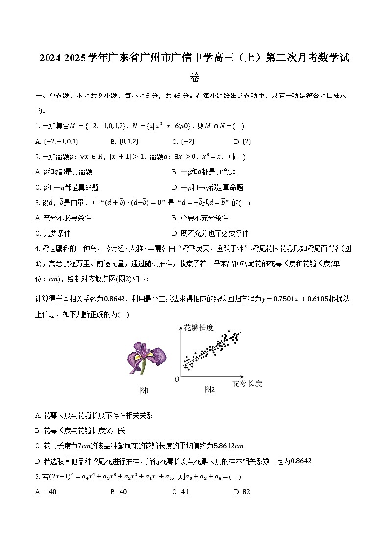 2024-2025学年广东省广州市广信中学高三(上)第二次月考数学试卷(含答案)第1页