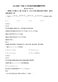 北京市首都师范大学附属中学2023-2024学年高一上学期10月月考数学试卷（Word版附解析）