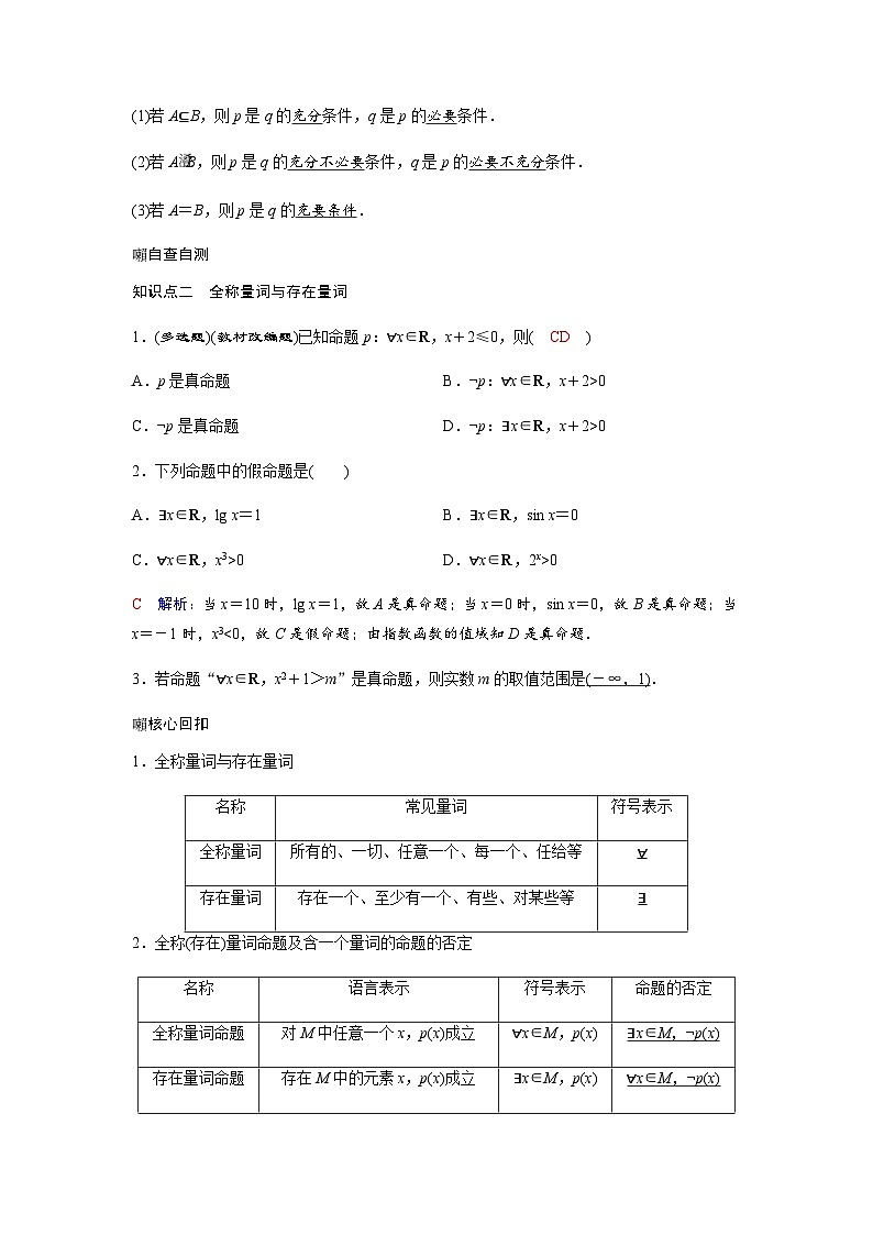 高考数学一轮复习第一章第二节常用逻辑用语学案第2页