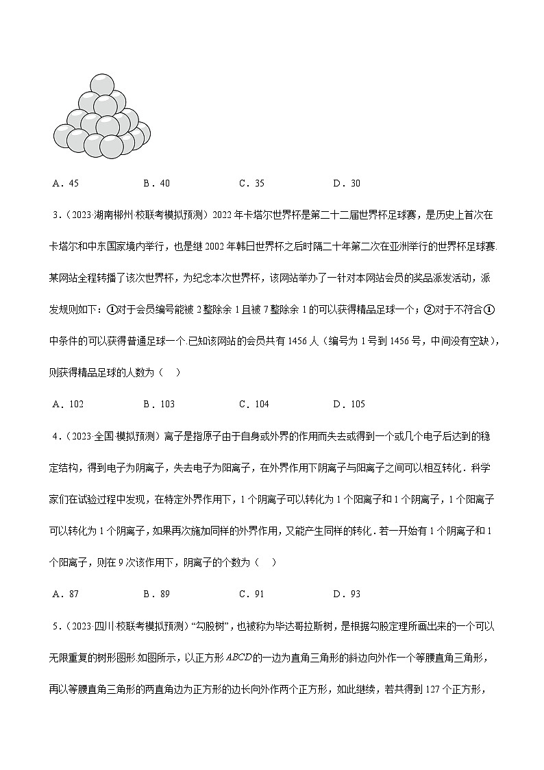 高考数学考点题型归纳与方法总结(新高考)素养拓展23数列中的数学文化(精讲+精练)学生版+解析第3页