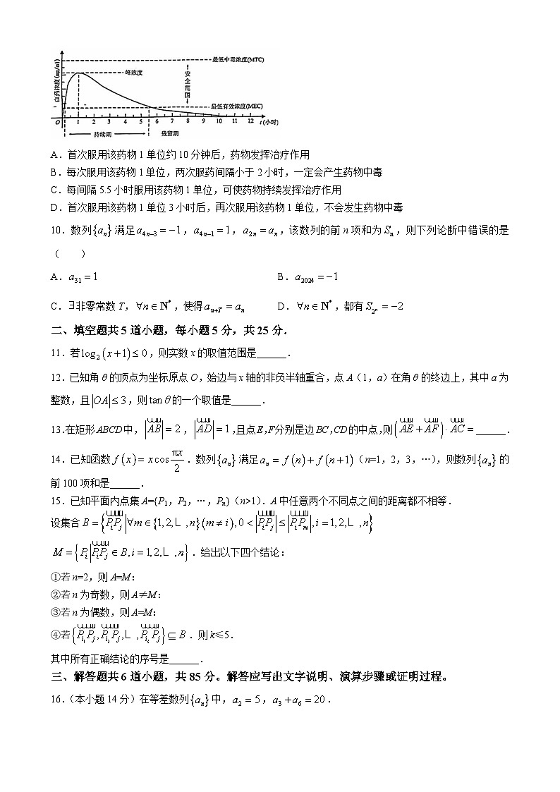 北京市清华大学附属中学2024-2025学年高三上学期第一次月考数学试题(无答案)第2页