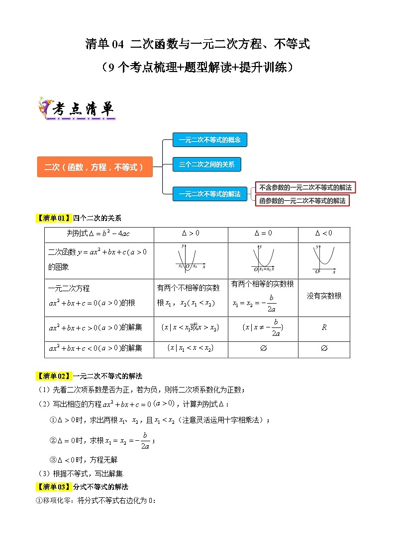 专题04 二次函数与一元二次方程、不等式(解析版)第1页