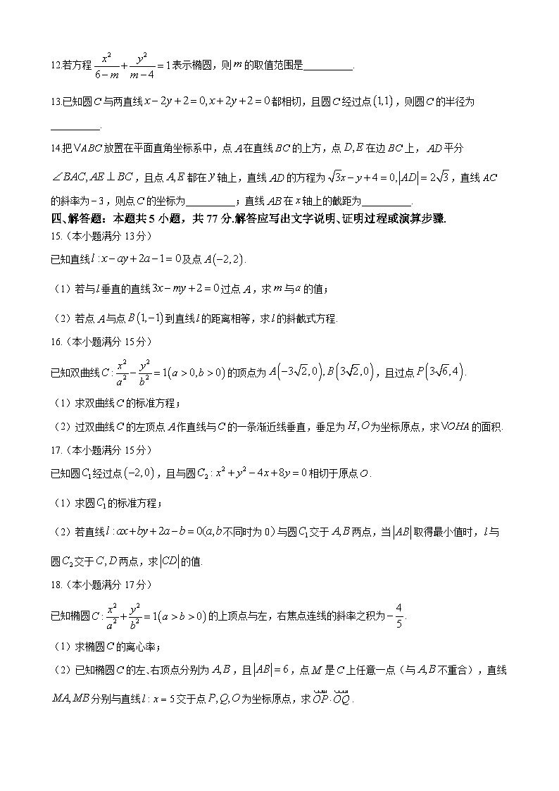 山东省菏泽市鄄城县第一中学2024-2025学年高二上学期10月月考数学试题第3页