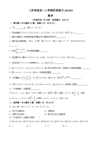 上海市三林中学东校2024-2025学年高一上学期10月月考数学试卷(无答案)