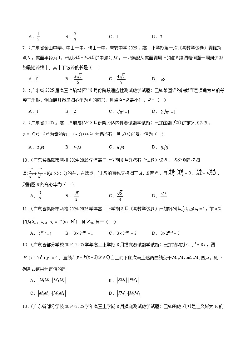2025年新高考地区数学名校地市选填压轴题好题汇编(一)(原卷版)第2页
