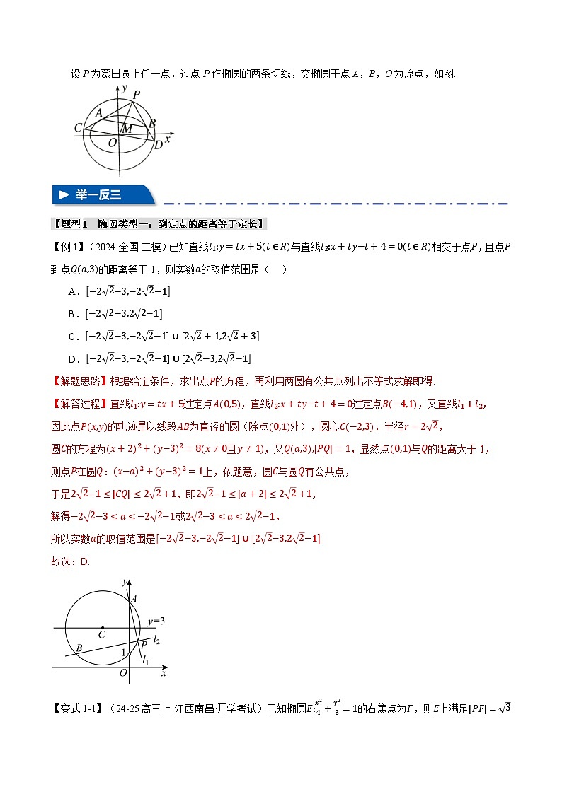 重难点24 隐圆与蒙日圆问题(举一反三)(新高考专用)(教师版) 2025年高考数学一轮复习专练(新高考专用)第2页