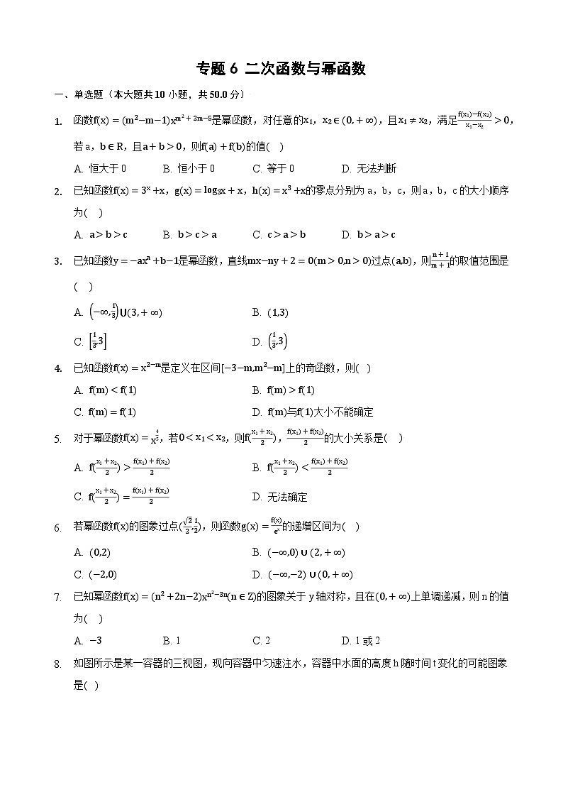 高考数学核心考点专题训练专题6二次函数与幂函数(原卷版+解析)01