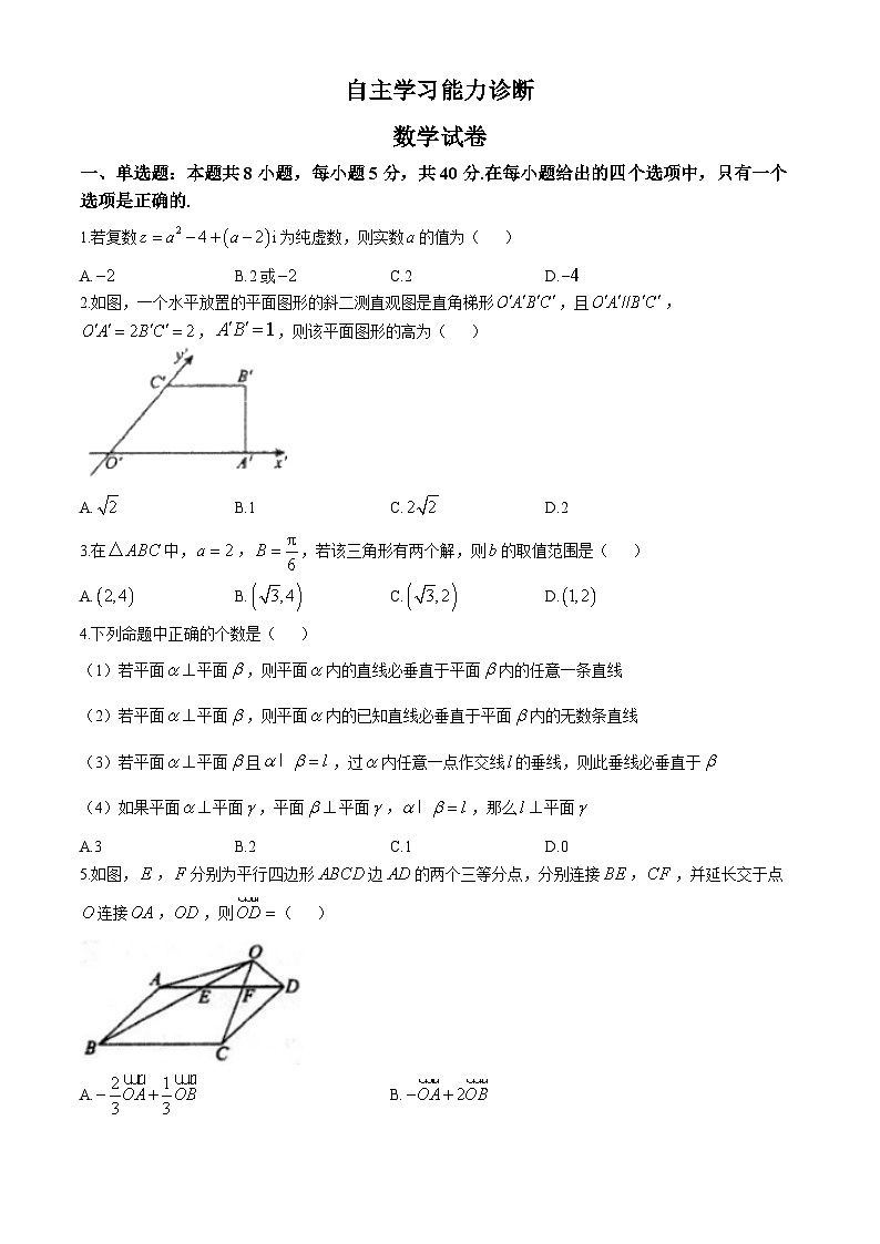 安徽省芜湖市第一中学2024-2025学年高二上学期返校开学测试数学试题01