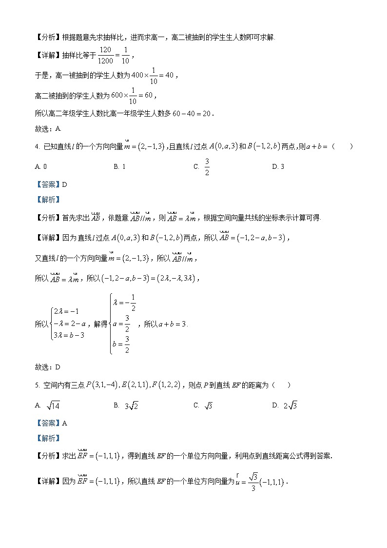 四川省广安市第二中学2024-2025学年高二上学期第一次月考数学试题 Word版含解析第2页