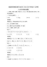 [数学]海南省省直辖县级行政单位2024-2025学年高一上学期10月月考试题(解析版)