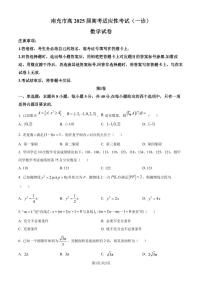 南充市2025届高三高考适应性考试（一诊）数学试卷（附解析版）