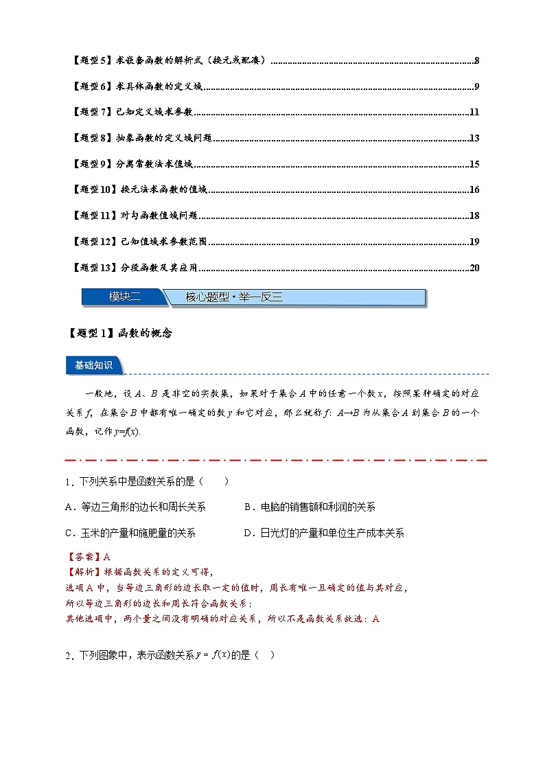 热点专题 2.1 函数的基本概念及其性质(解析式,定义域,值域)(讲与练)-2025年高考数学二轮热点题型专题突破(新高考专用)02