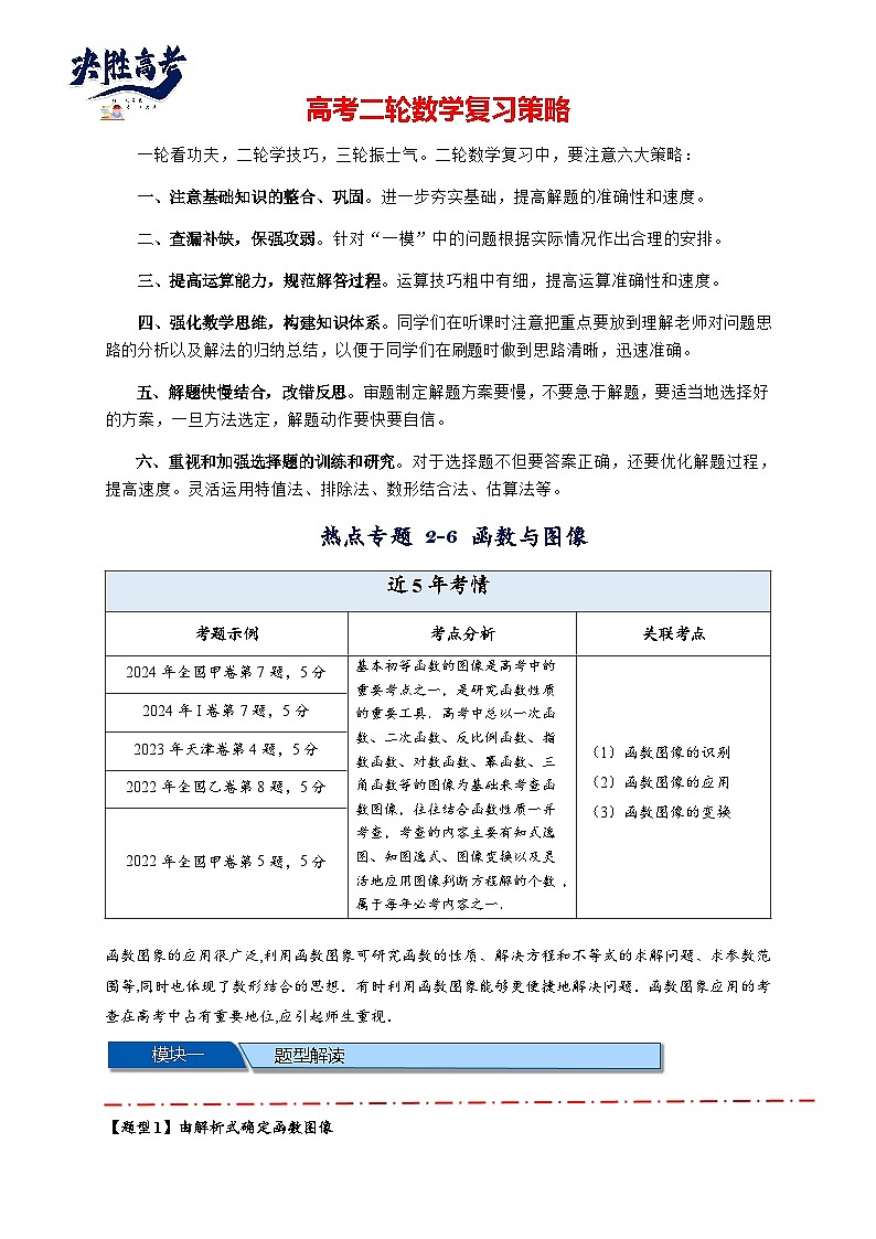 热点专题 2.6 函数与图像(解析版)【8类题型】第1页