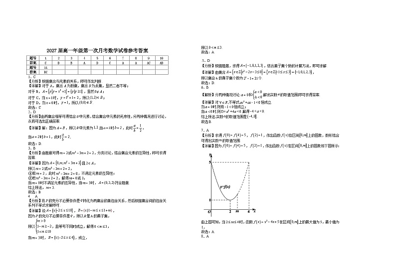 江西省宜春市上高二中2024-2025学年高一上学期第一次月考数学试卷(Word版附解析)03
