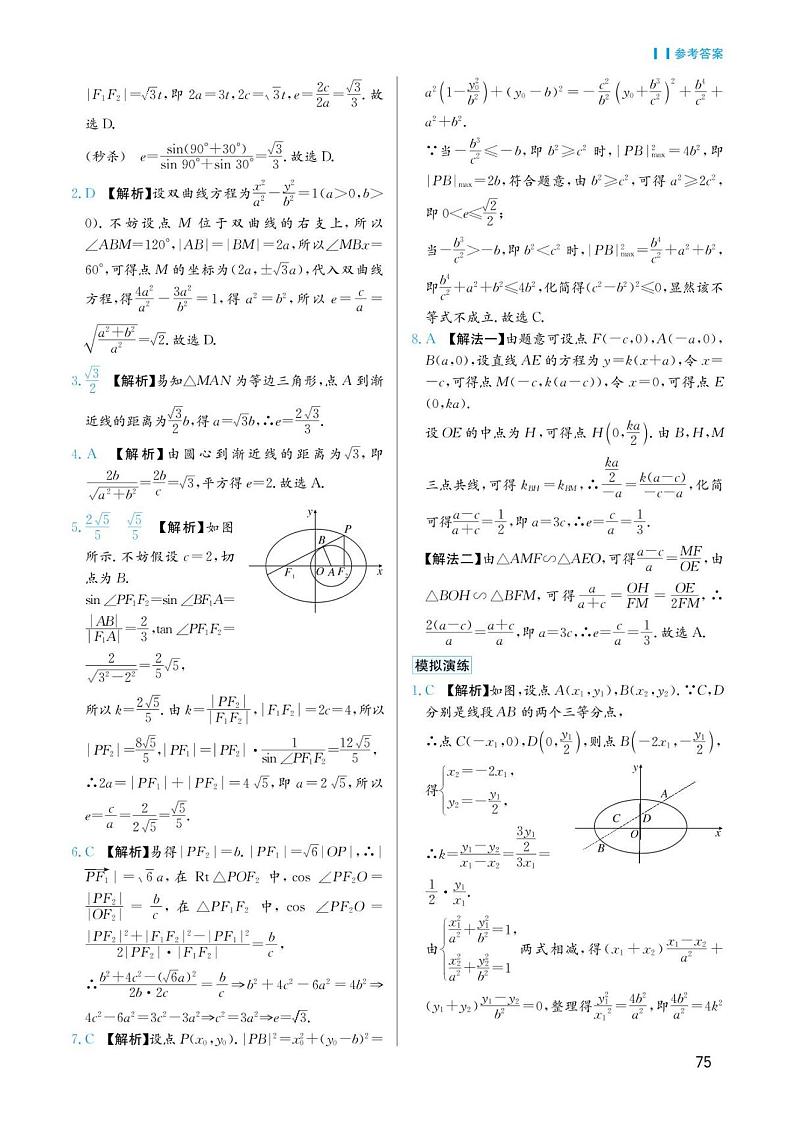 高考数学选择填空题经典模型突破专项训练_第五章 模型29 破解离心率问题之法答案第2页