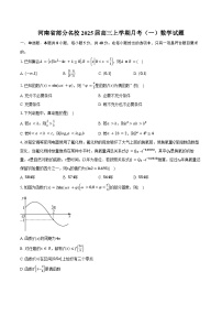 河南省部分名校2025届高三上学期月考（一）数学试题（含答案）