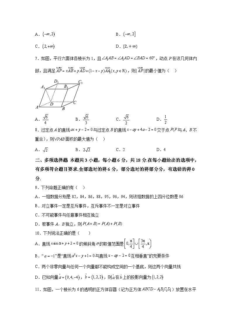 湖北省黄冈市浠水县第一中学2024-2025学年高二上学期9月月考 数学试题(含解析)第2页